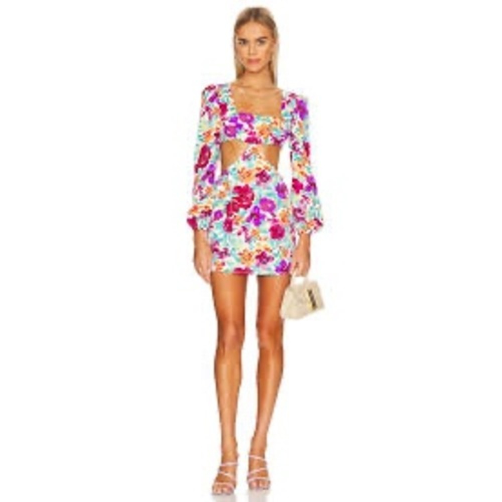 REVOLVE More To Come Sonya Floral Cut-Out Long‎ Sleeve Mini Dress Size XL